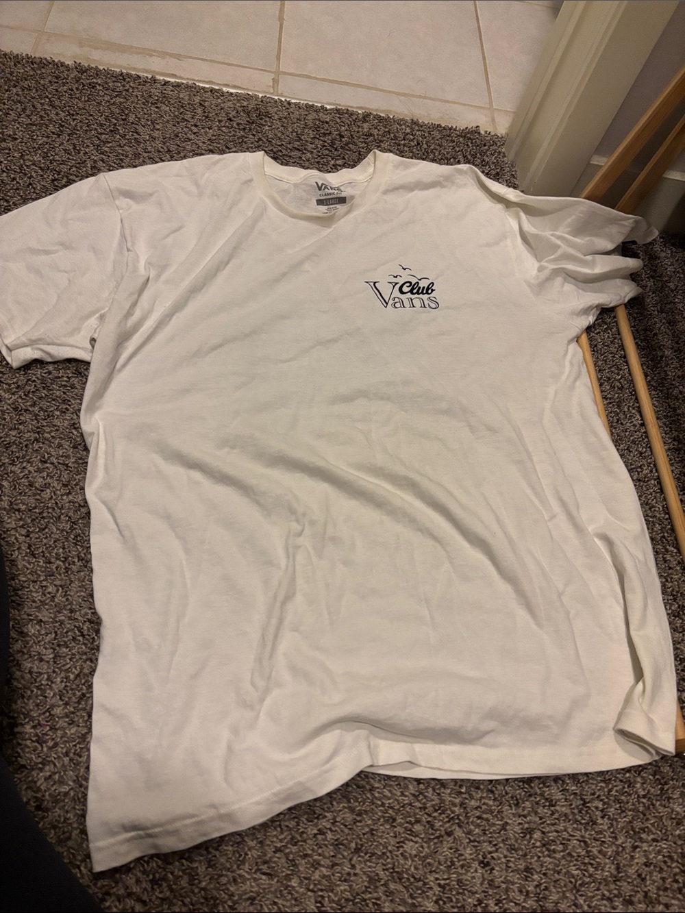 Vans Club Short-Sleeve Tee in White with Navy Logo